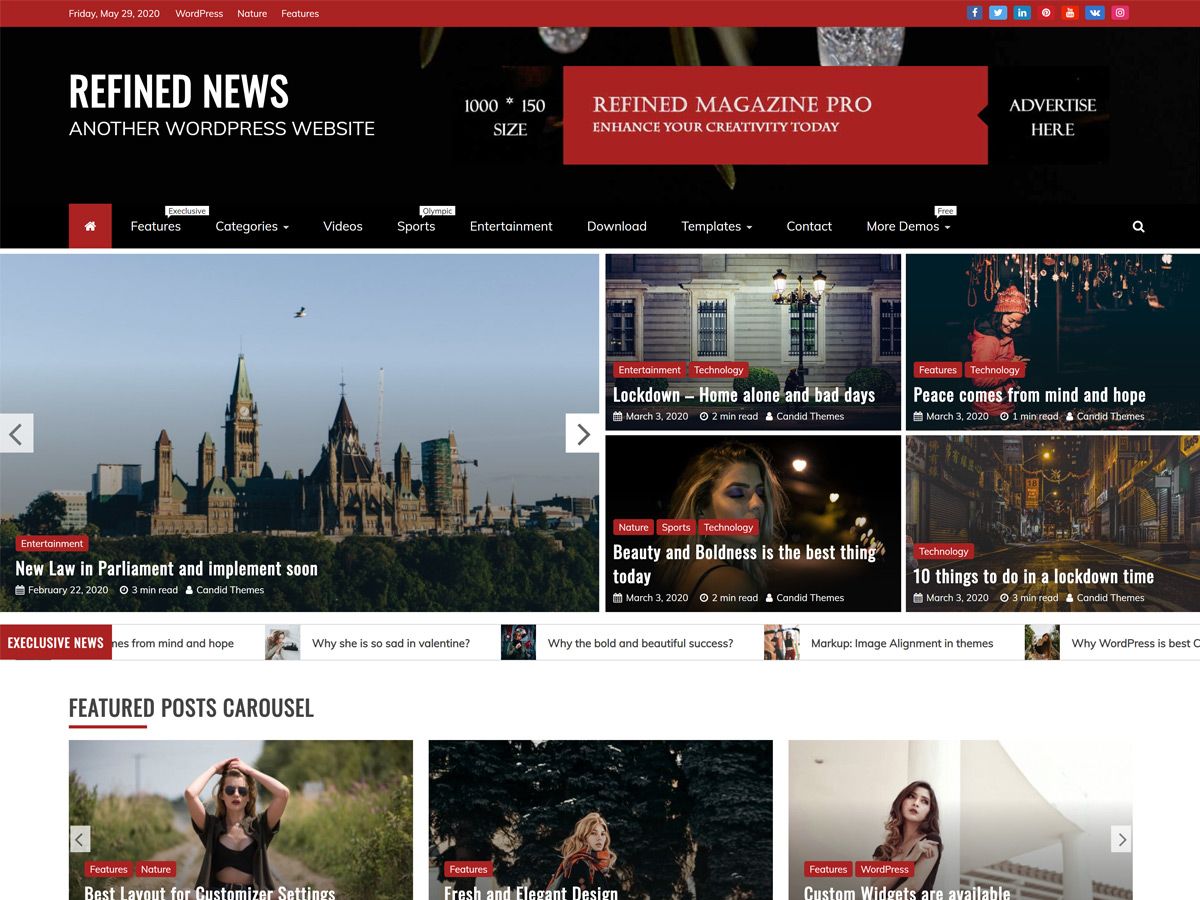 Refined News theme screenshot