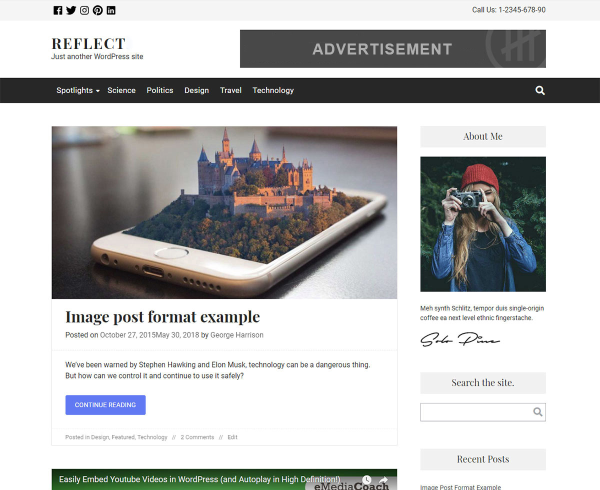 Reflect theme screenshot