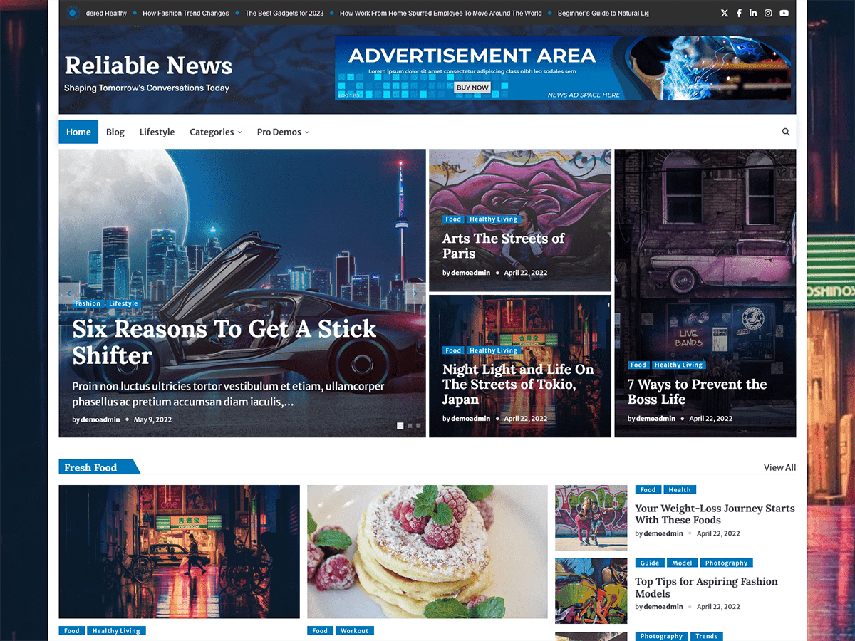 Reliable News theme screenshot