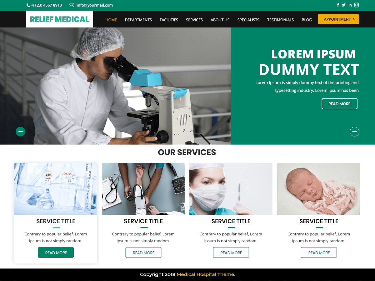 Relief Medical Hospital theme screenshot