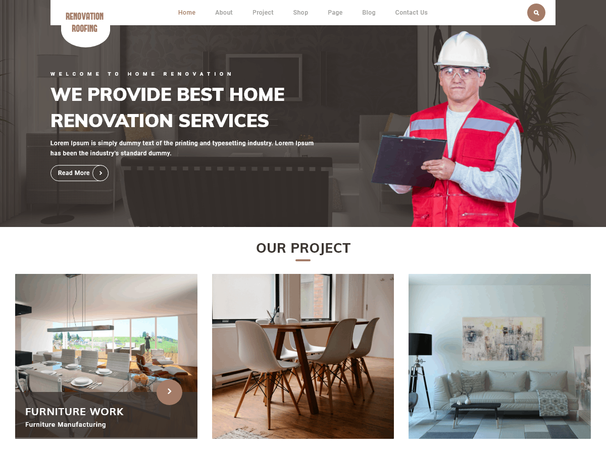 Renovation Roofing theme screenshot