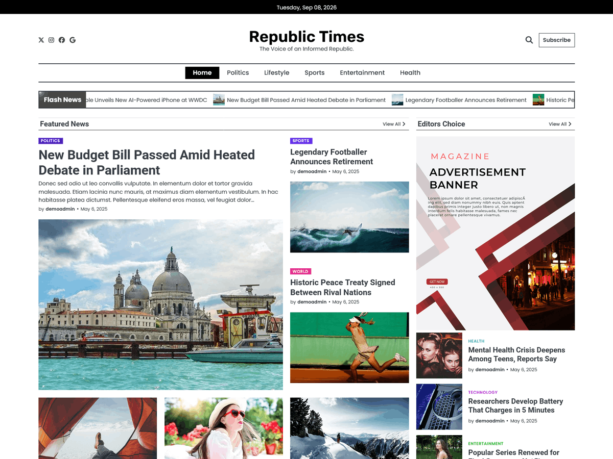 Republic Times theme screenshot