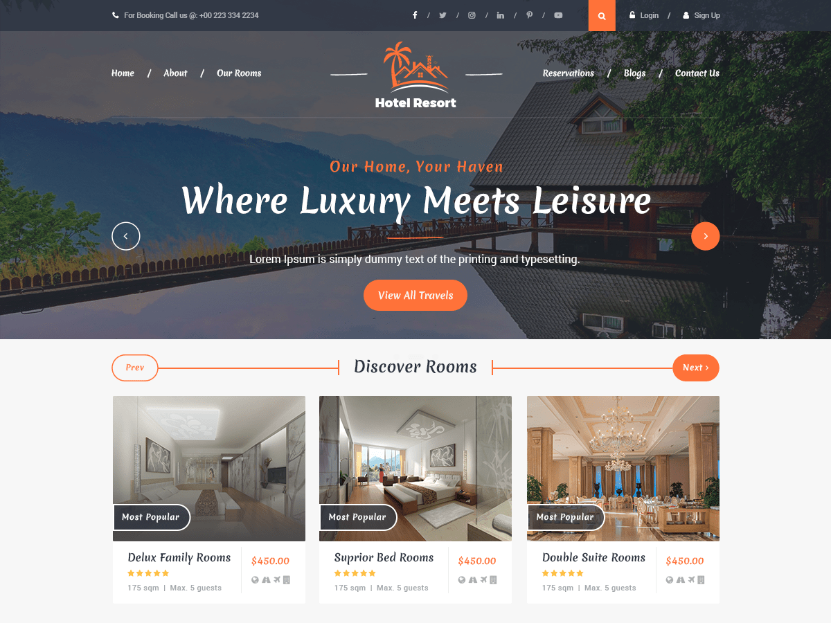 Resort Vacation theme screenshot
