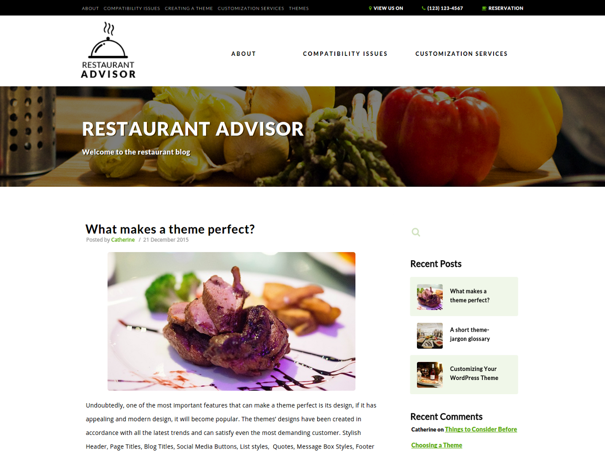 Restaurant Advisor theme screenshot