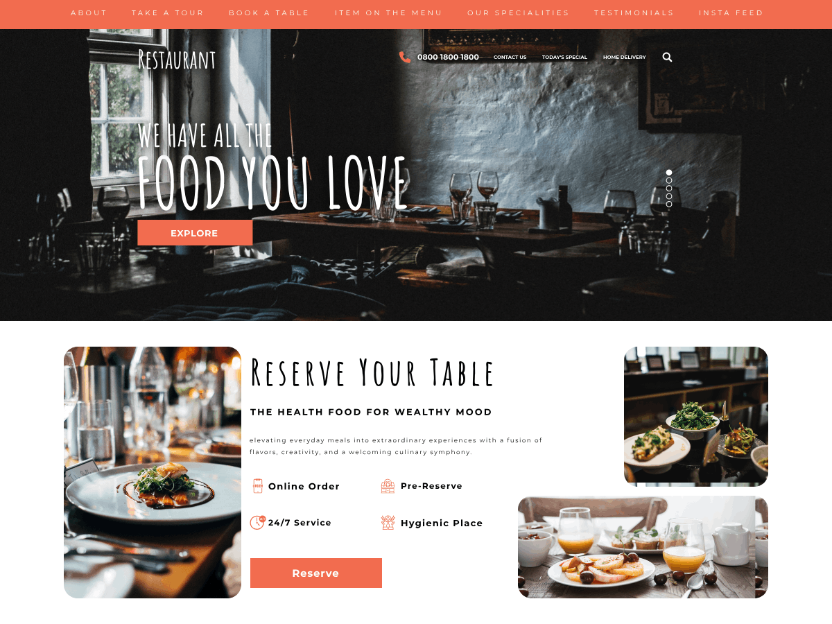 Restaurant Cafeteria theme screenshot