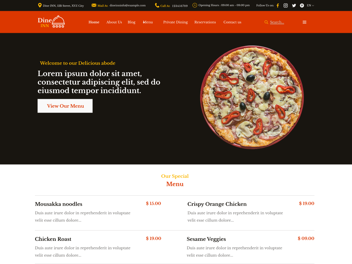 Restaurant Centric theme screenshot