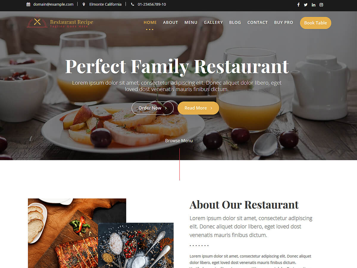 Restaurant Recipe theme screenshot