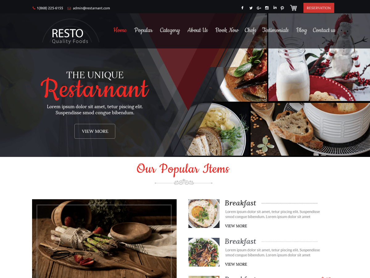 Restaurant Zone theme screenshot