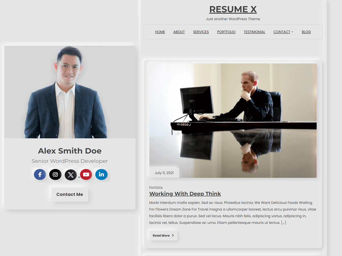 Resume X theme screenshot