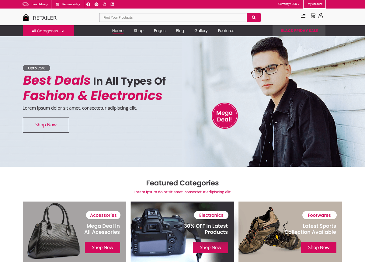 Retailer Market theme screenshot