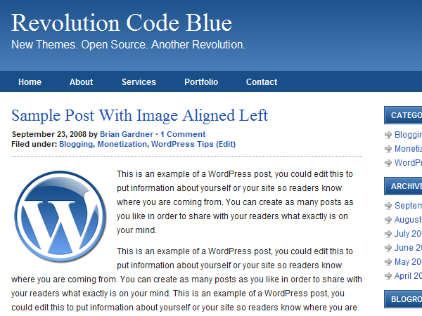 Revolution Code Blue theme screenshot