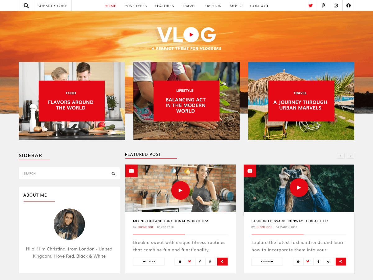 Revolution Video Vlog theme screenshot