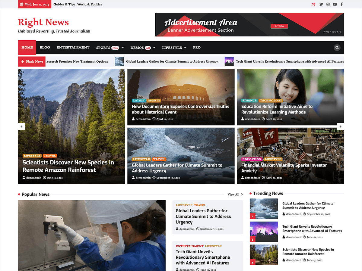 Right News theme screenshot