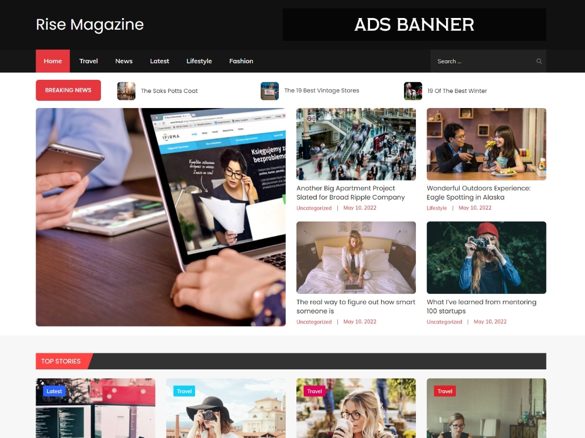 Rise Magazine theme screenshot