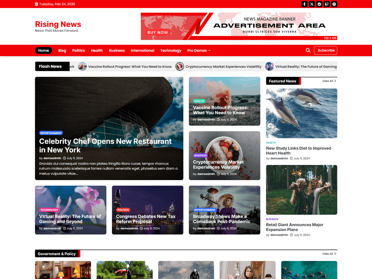 Rising News theme screenshot