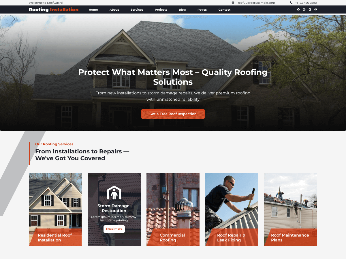 Roofing Installation theme screenshot