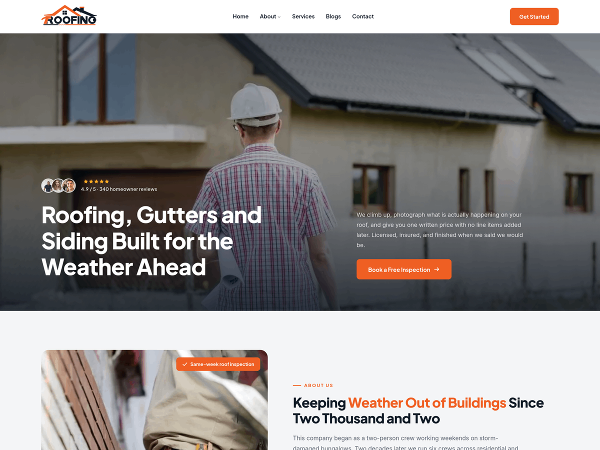 Roofing Maintenance Company theme screenshot