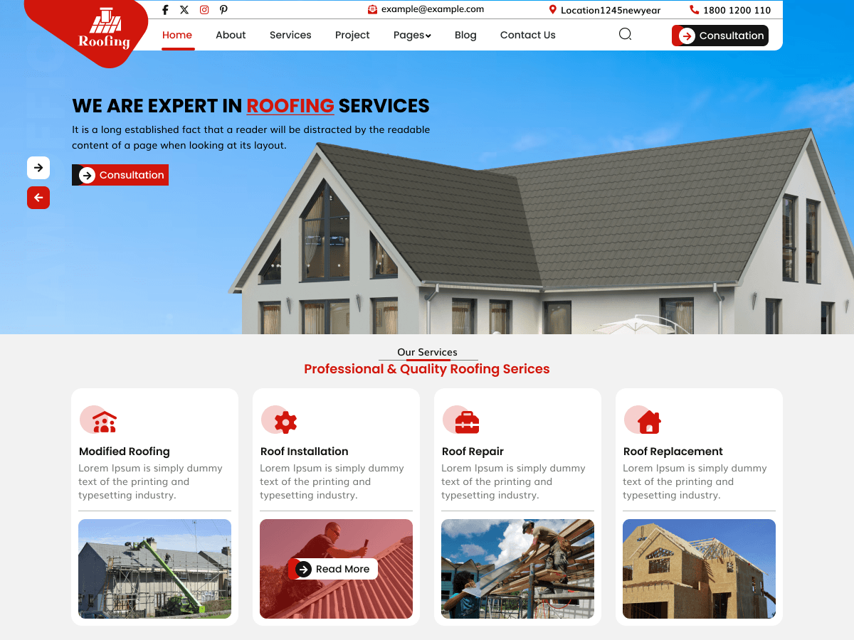 Roofing Specialist theme screenshot