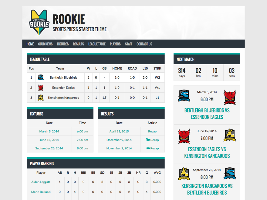 Rookie theme screenshot