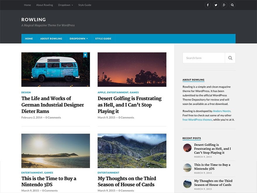 Rowling theme screenshot