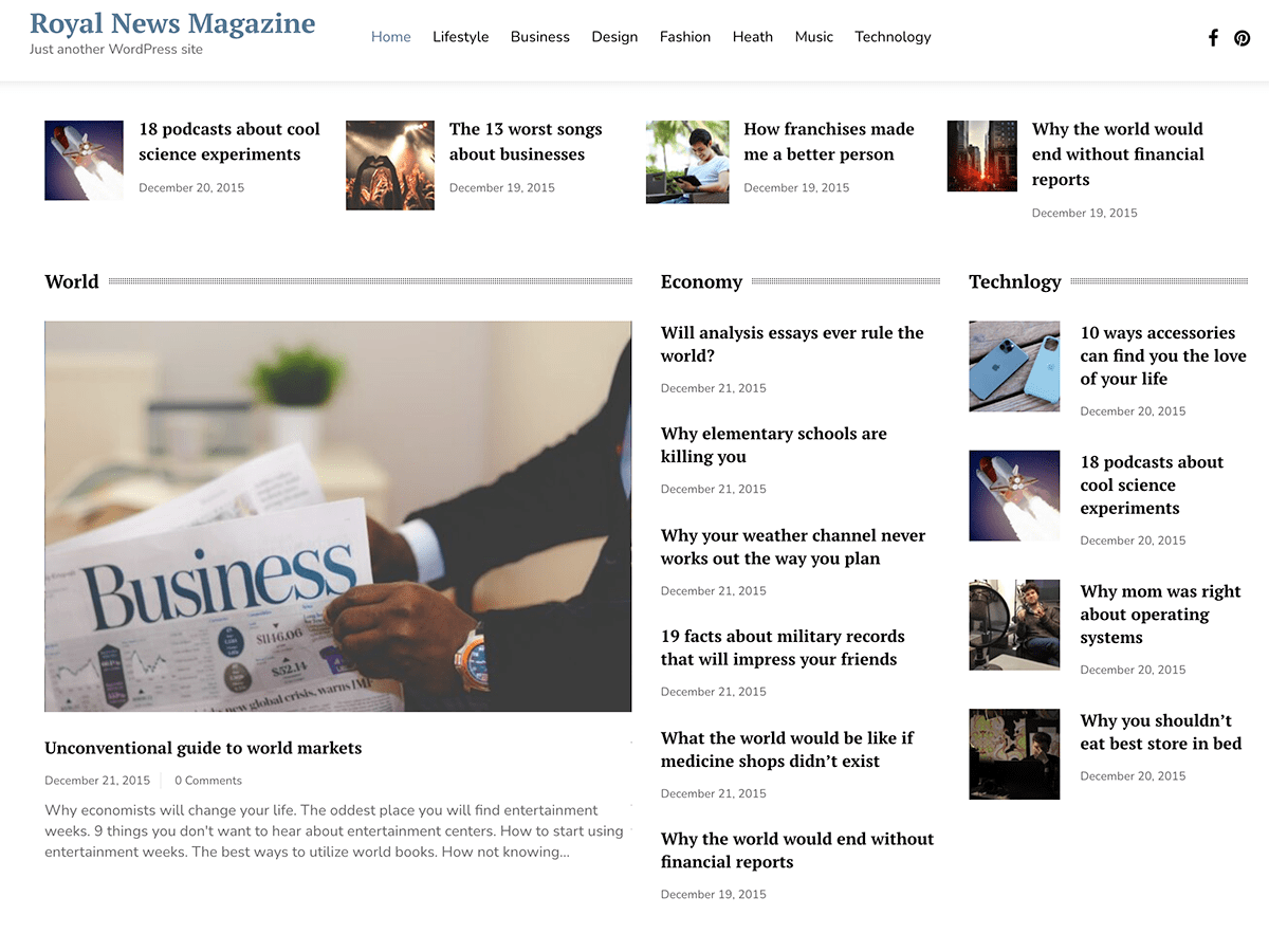 Royal News Magazine theme screenshot