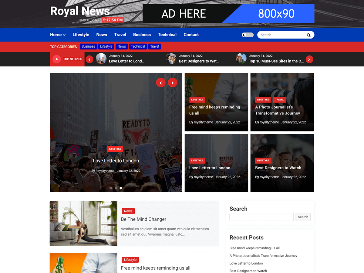 RoyalNews theme screenshot
