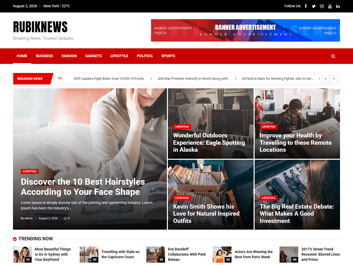 Rubik News theme screenshot
