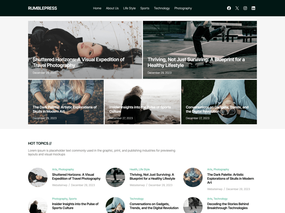 Rumblepress theme screenshot