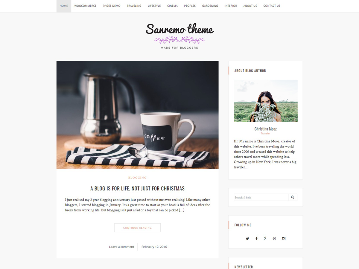 Sanremo theme screenshot