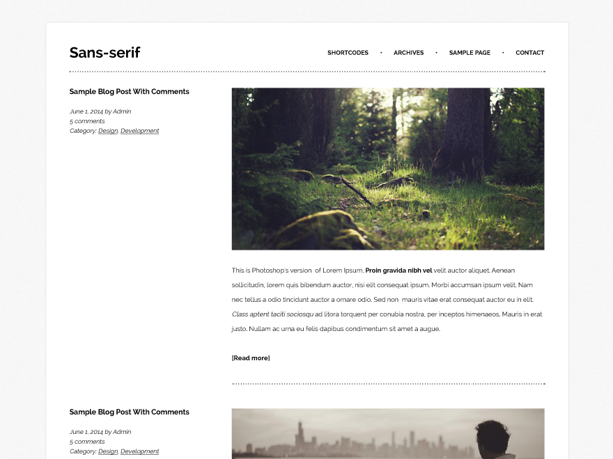 Sans-serif theme screenshot