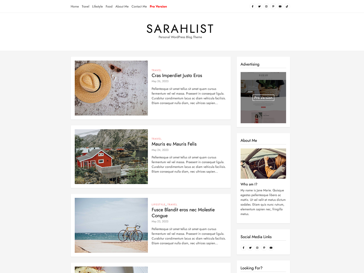SarahList theme screenshot