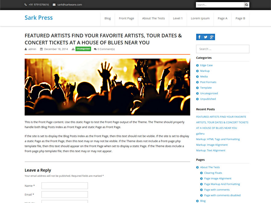 Sark Press theme screenshot