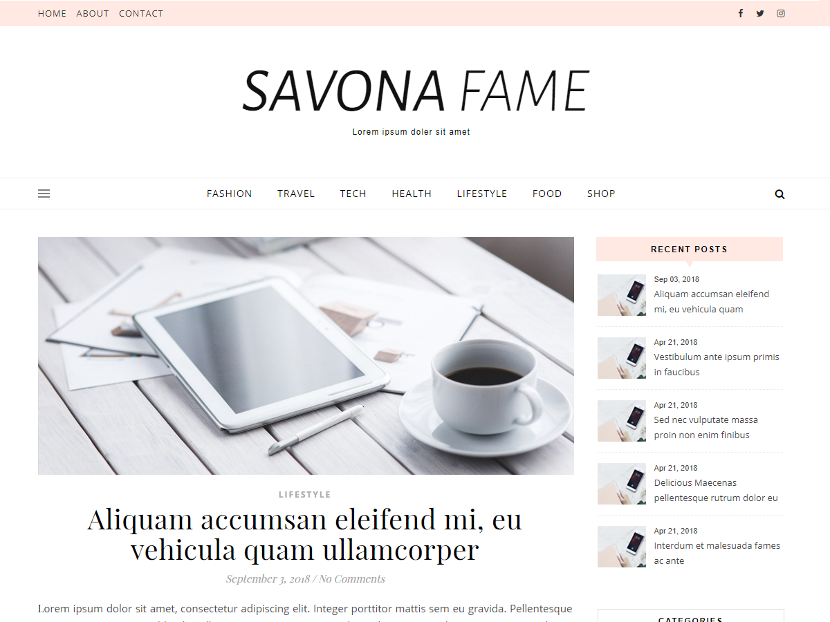 Savona Fame theme screenshot