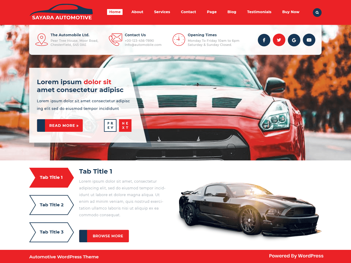 Sayara Automotive theme screenshot