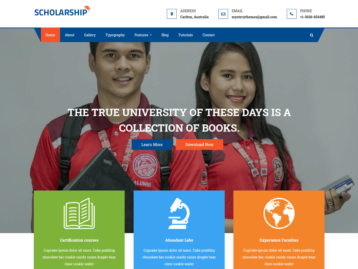 Scholarship theme screenshot