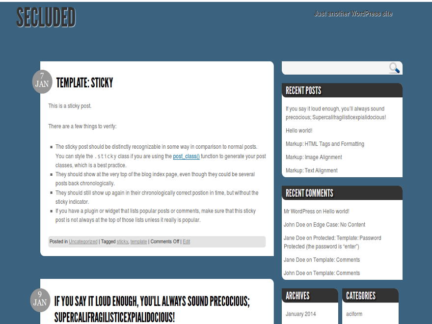 Secluded theme screenshot