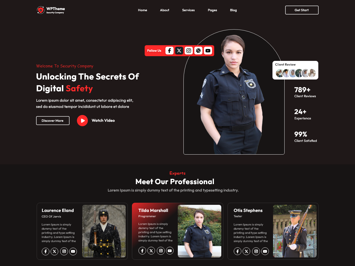 Security Services Elementor theme screenshot