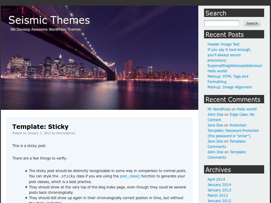 Seismic Manhattan theme screenshot