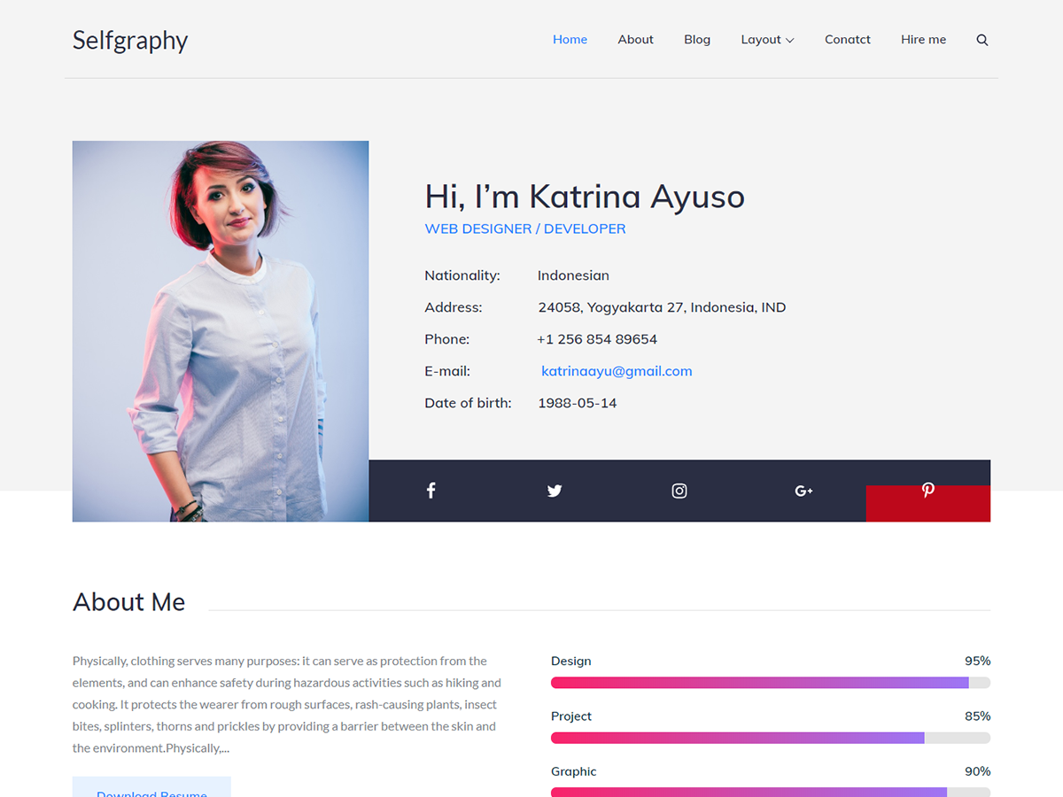Selfgraphy theme screenshot