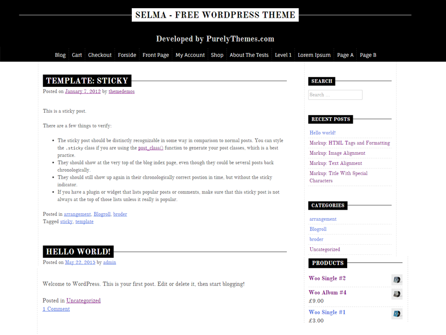 Selma theme screenshot