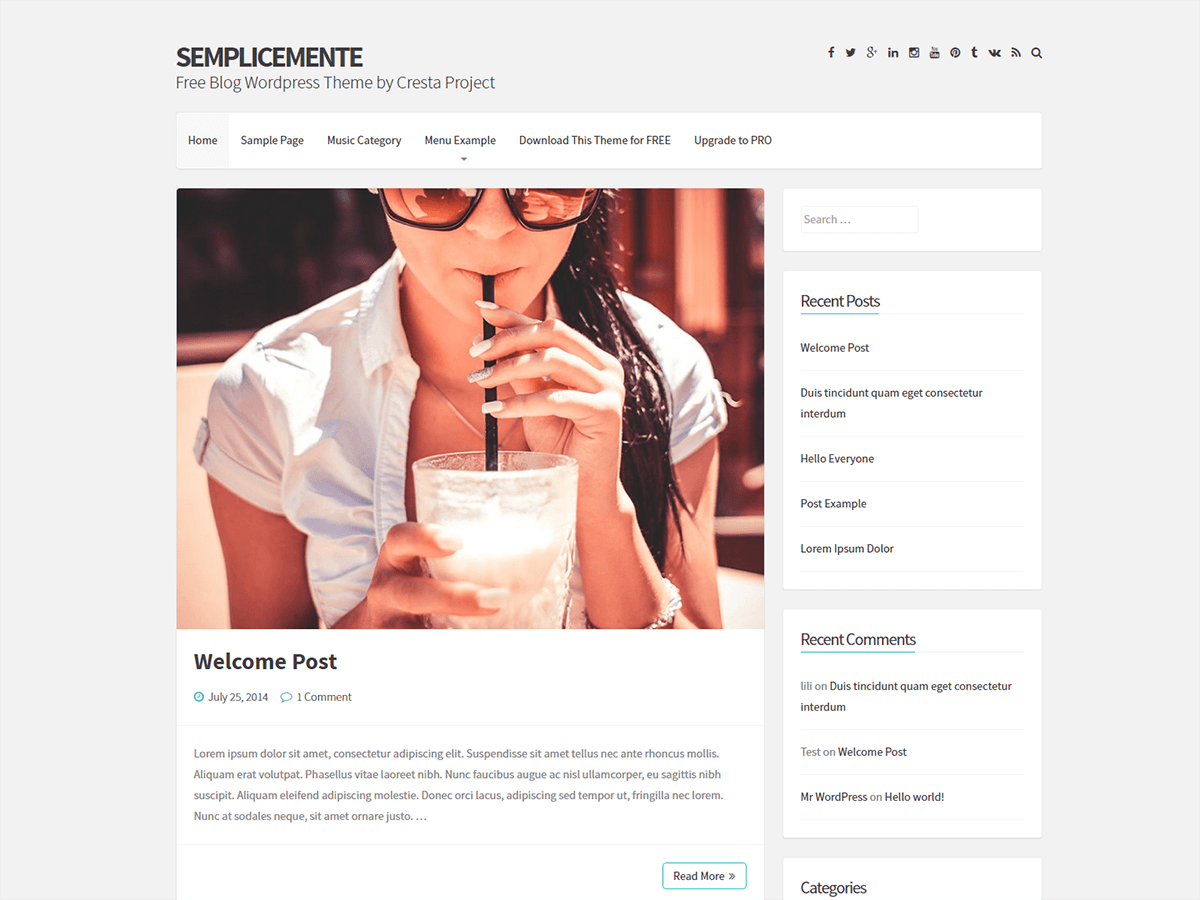 Semplicemente theme screenshot