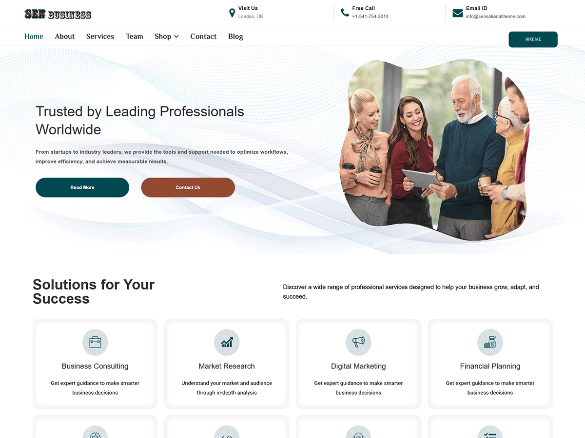 Sen Business theme screenshot