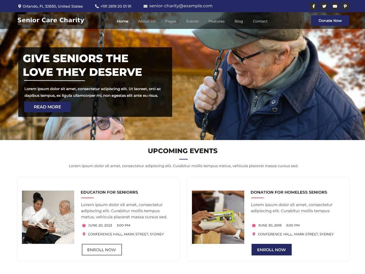 Senior Care Charity theme screenshot