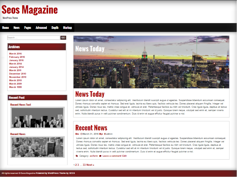 Seos Magazine theme screenshot