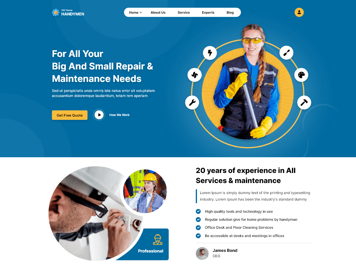 Services Landing Page theme screenshot