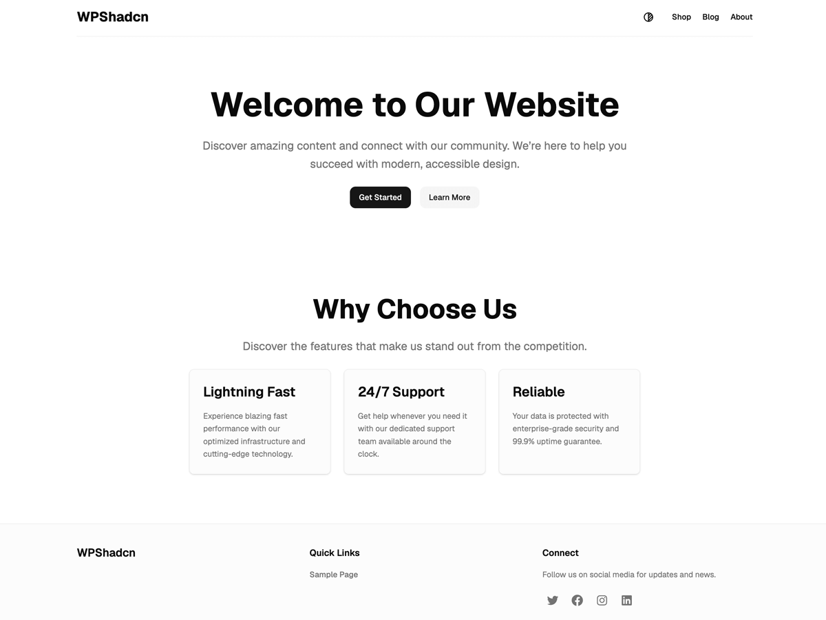 Shadcn theme screenshot