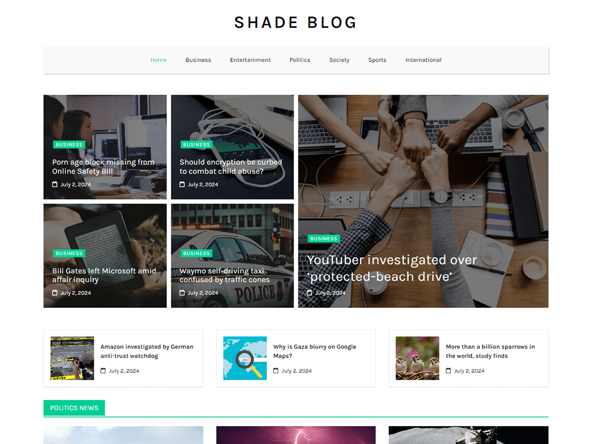 Shade Blog theme screenshot