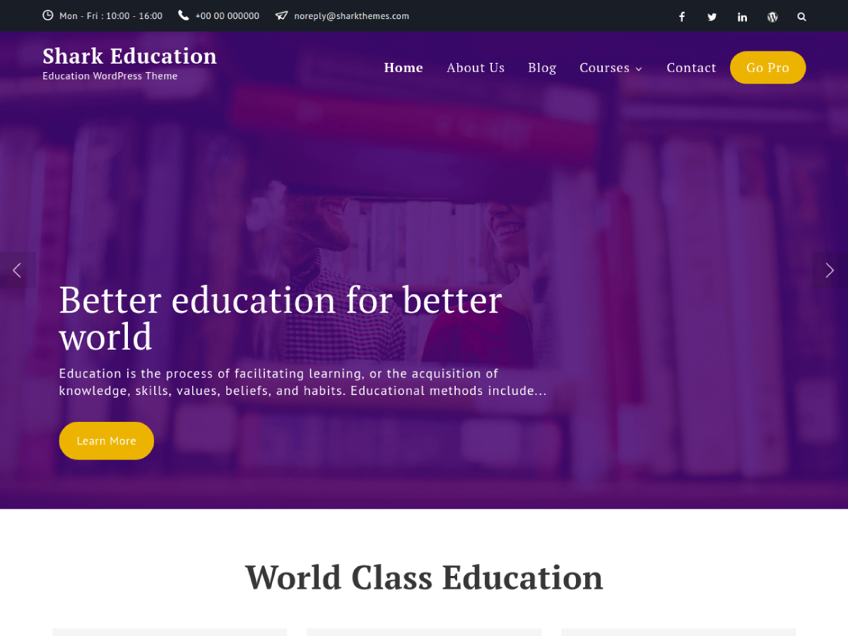 Shark Education theme screenshot