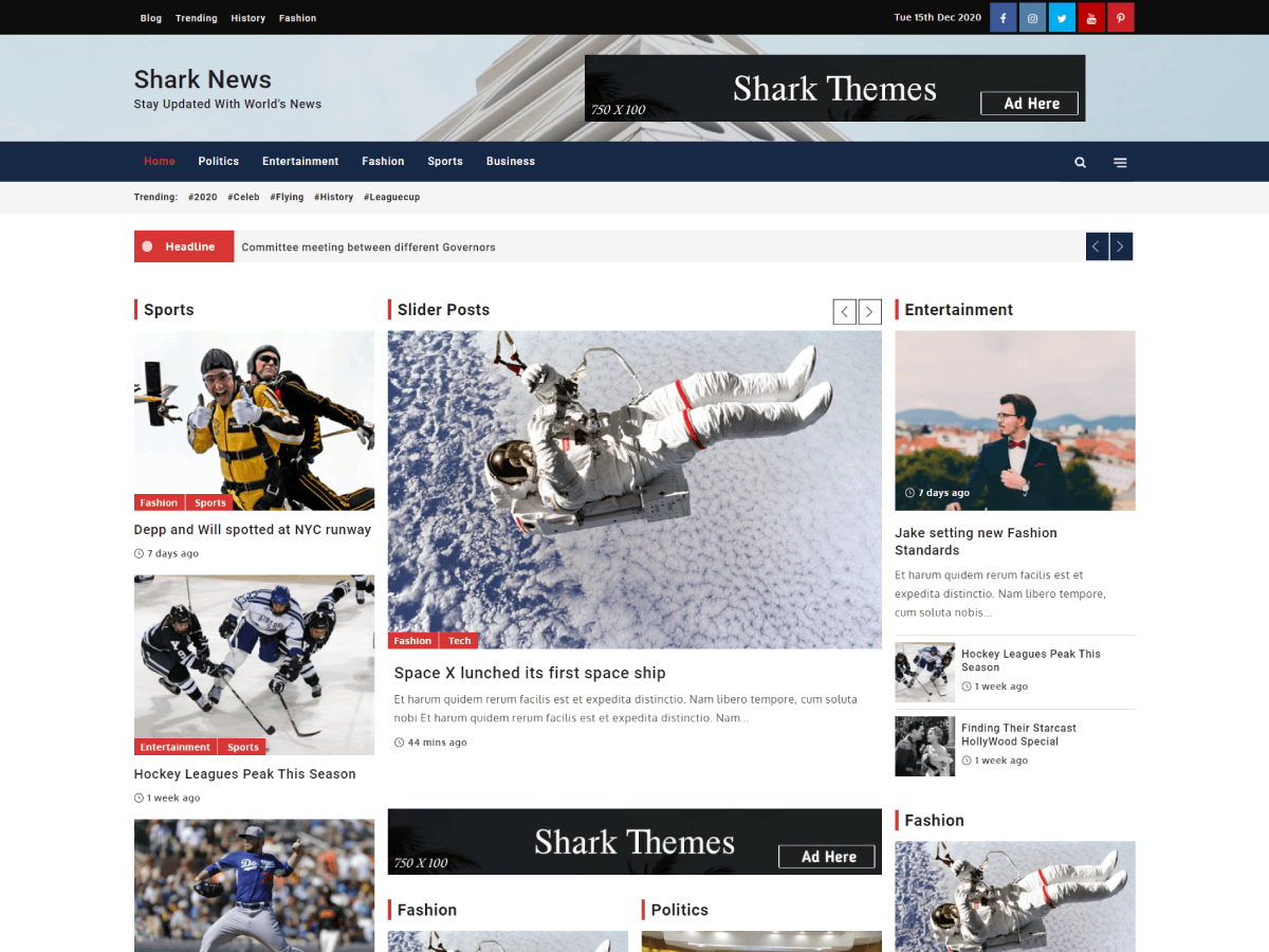 Shark News theme screenshot
