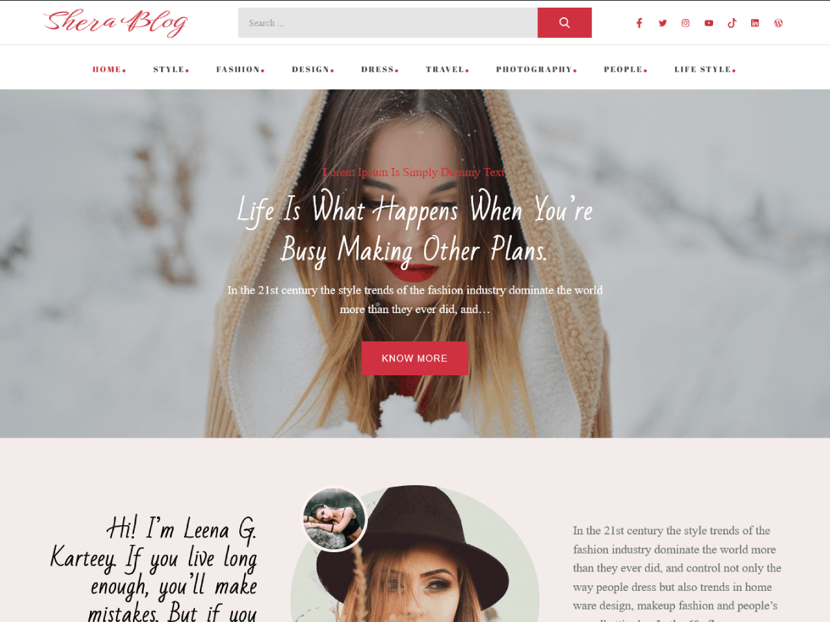 Shera Blog theme screenshot